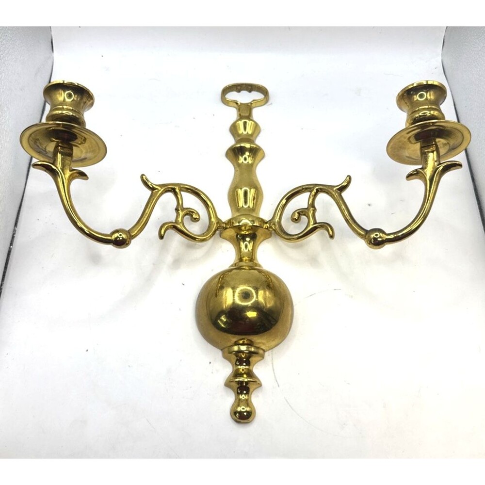 Vintage Double Arm Brass Wall Sconce Candleholder